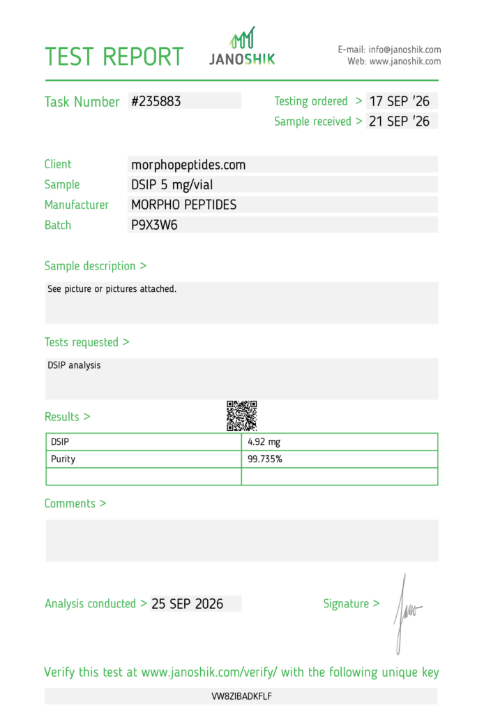 Certificado de análisis: DSIP